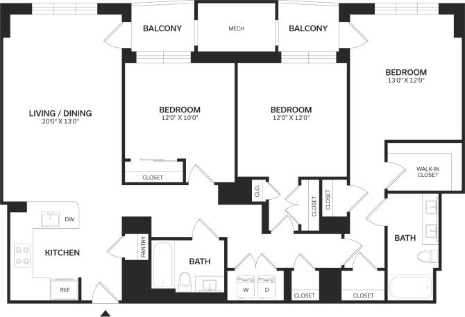 Floor Plan Image of Apartment Apt 1105