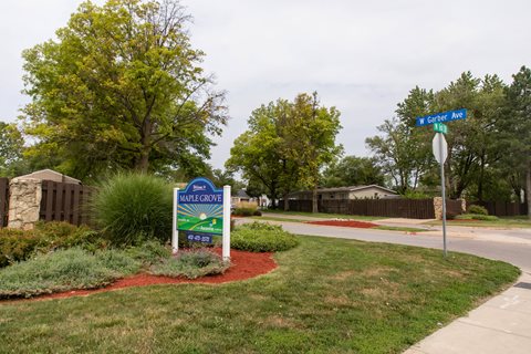 Beautiful front entrance sign at Maple Grove, Lincoln
