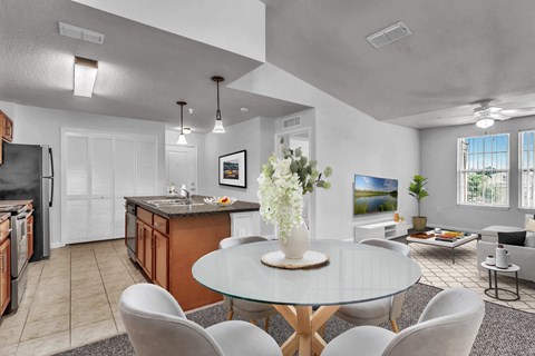 Dining Room, Kitchen and Living Room