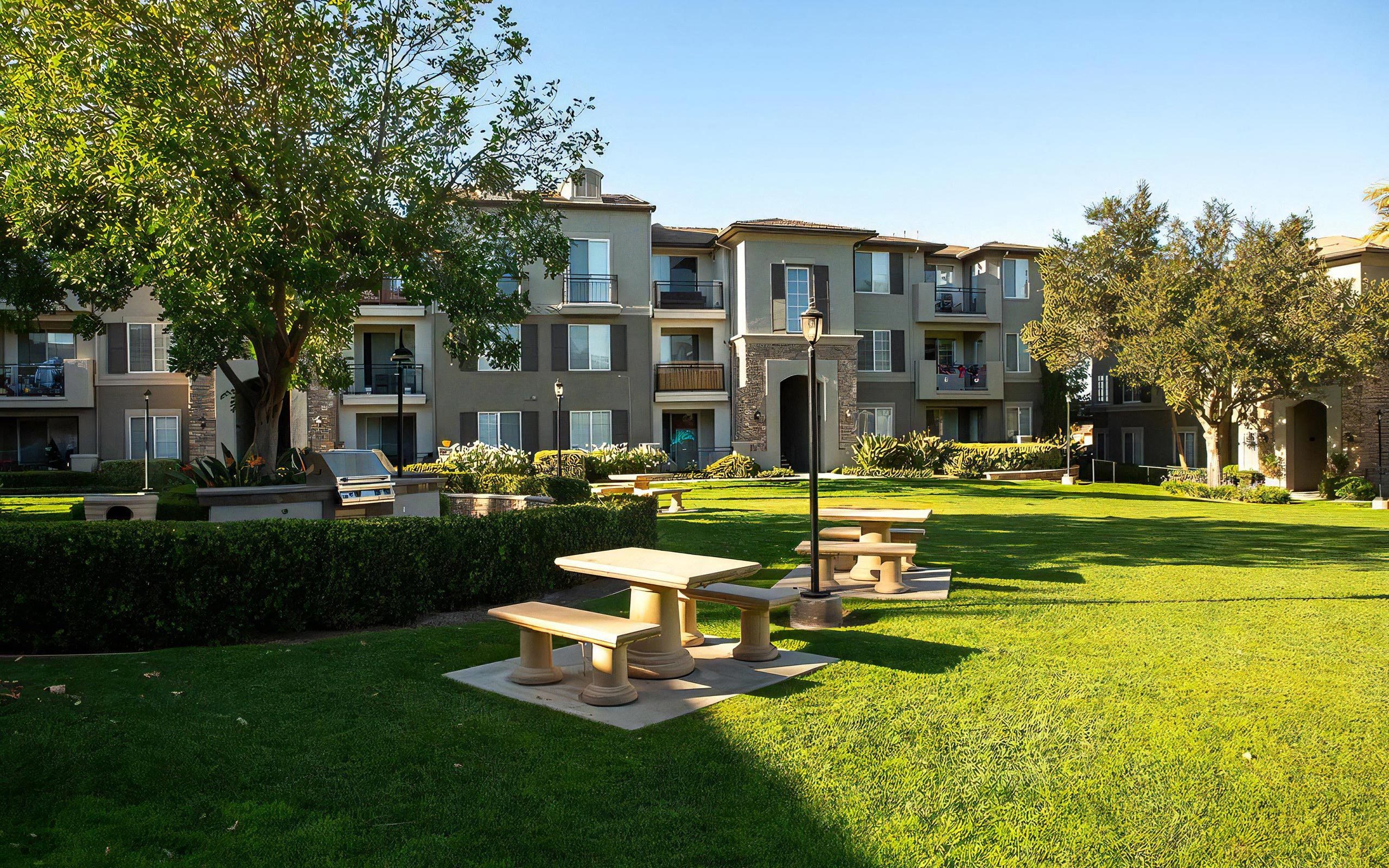 Community Green Space with Picnic Spots and Grill Stations