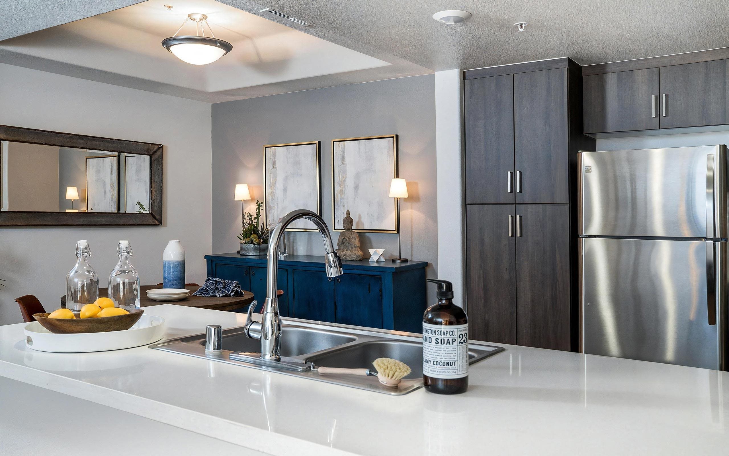 Fully Equipped Kitchen with Stainless Steel Appliances Dishwasher and Garbage Disposal