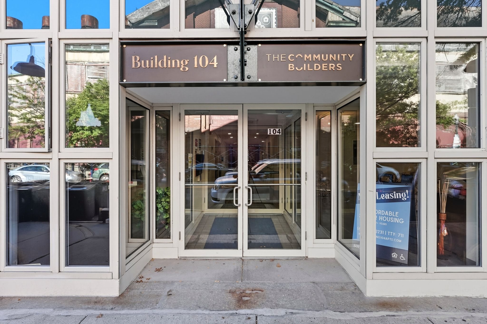The Community Builders office is located in Building 104.