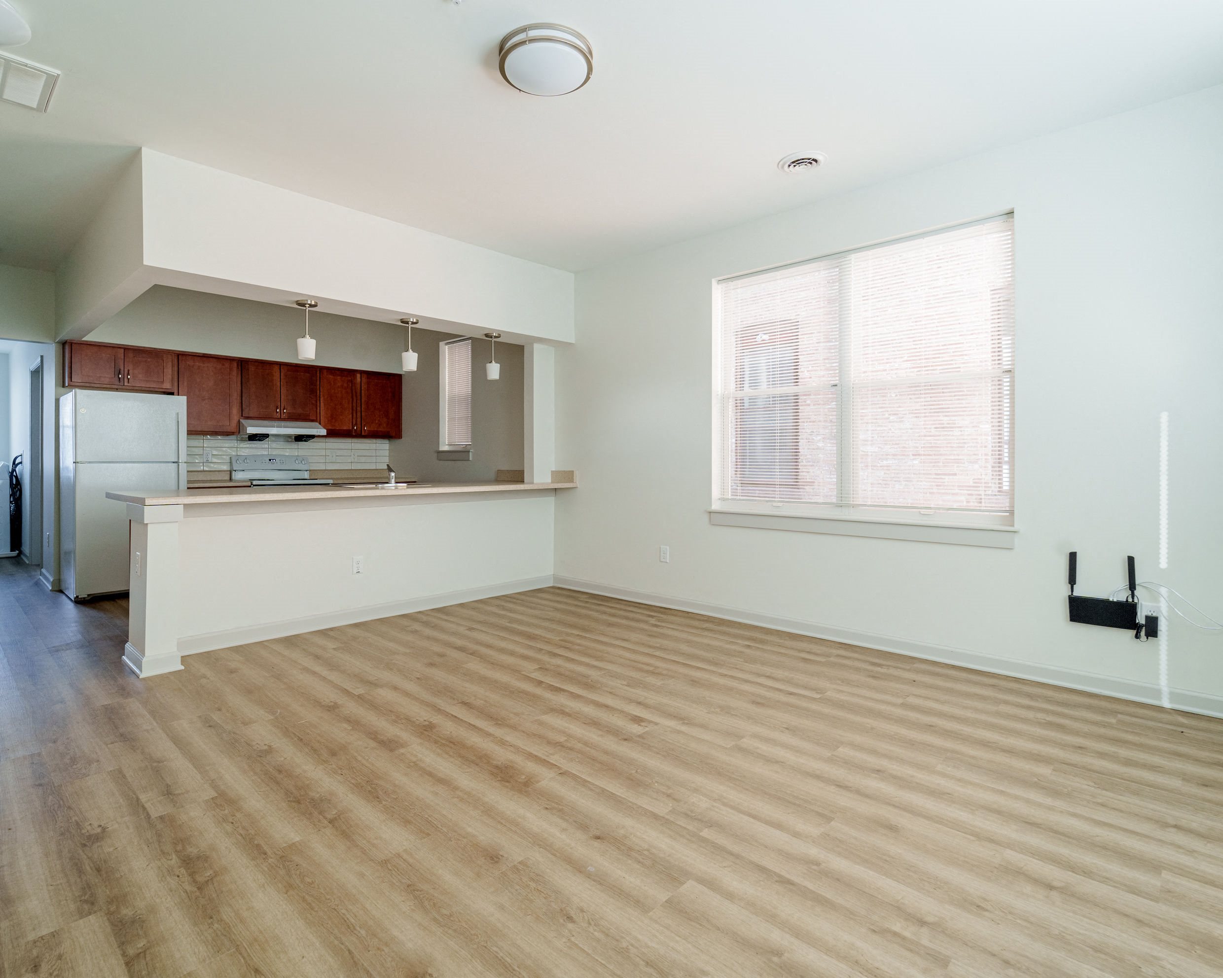 Living room and kitchen photo