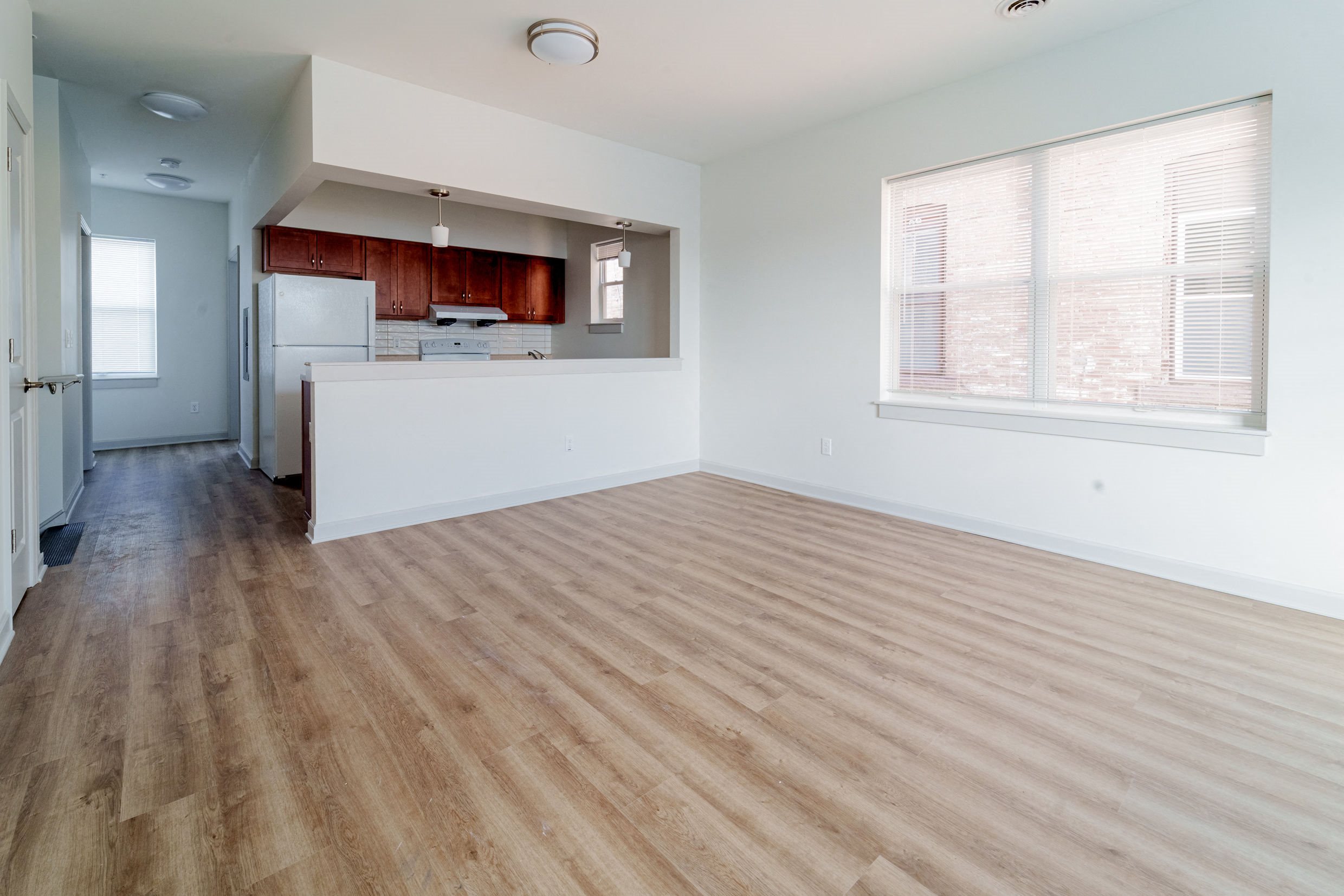 Living room and kitchen photo