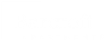 The image shows the text "Barcroft Apartments" in white on a black background.