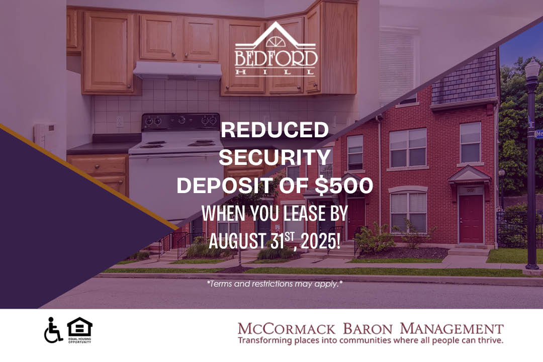 Reduced Security Deposit of $500 when you lease by 8/31/2025! *Terms and restrictions may apply.*