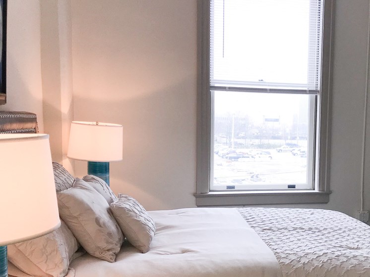Apartment bedroom furnished-The Arts Lofts at Dayton Arcade, Dayton, OH