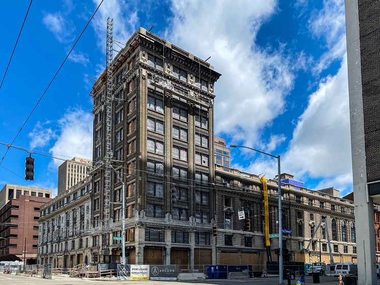 Street view of apartment building - The Arts Lofts at Dayton Arcade, Dayton, OH - Kevin Lush Photography
