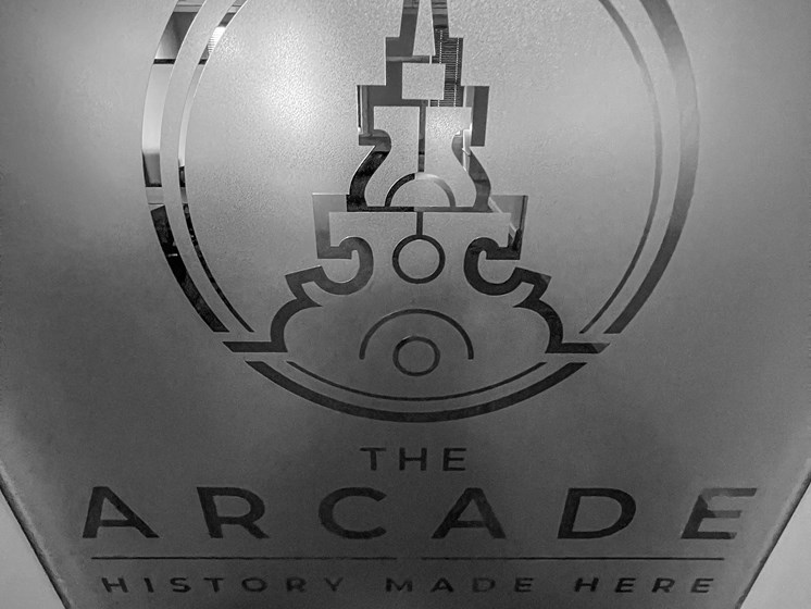 Logo on frosted glass- The Arts Lofts at Dayton Arcade, Dayton, OH - Kevin Lush Photography
