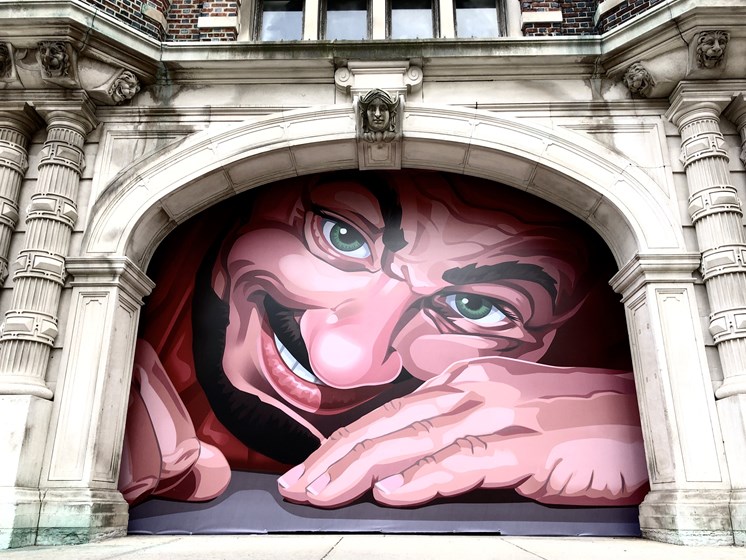 Wall mural painting of awoken giant - The Arts Lofts at Dayton Arcade, Dayton, OH - Kevin Lush Photography