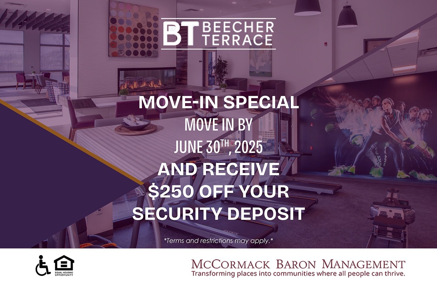 Move-in Special: Move in by 6/30/2025 and receive $250 off your security deposit.  *Terms and restrictions may apply.*