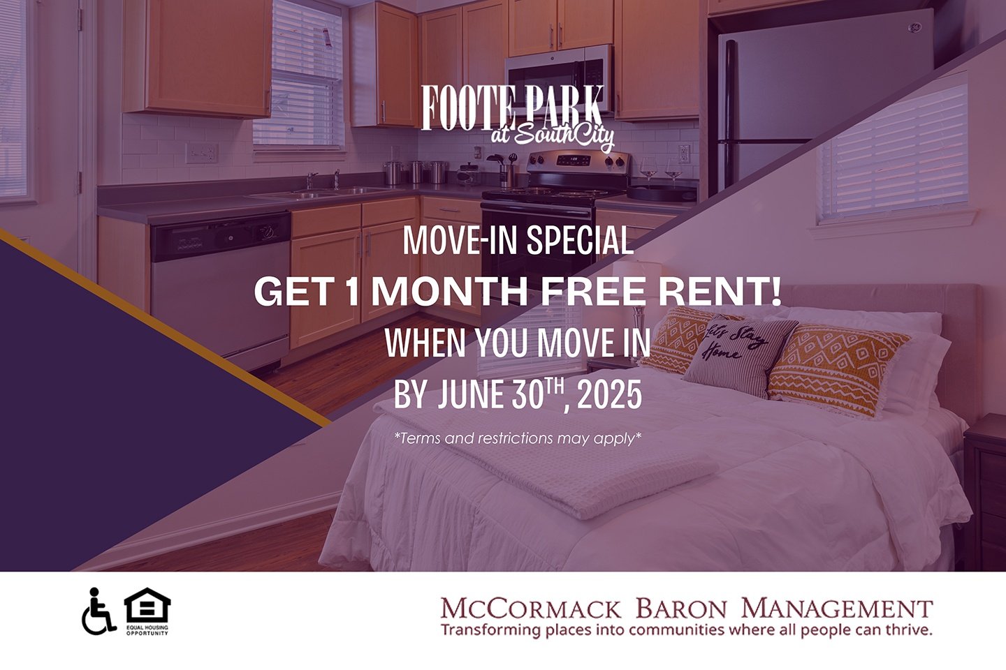MOVE-IN SPECIAL: Get 1 MONTH FREE RENT!When you move in  by June 30th, 2025 *Terms and restrictions may apply*