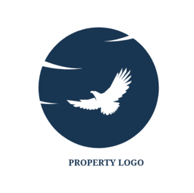 A logo with a bird in the center and the words "PROPERTY LOGO" below it.