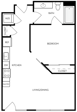 Emerald, 1 bed 1 bath, 900 sqft