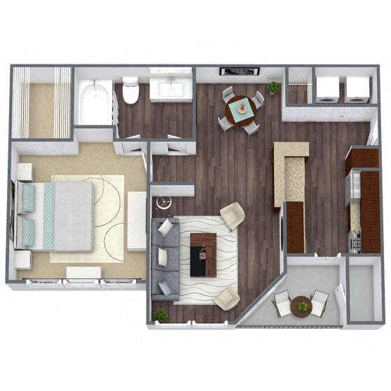 A1: 1 Bed 1 Bath floor plan