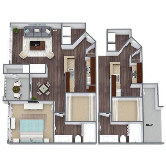 A6: 1 Bed 1 Bath floor plan