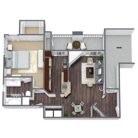 A5: 1 Bed 1 Bath floor plan