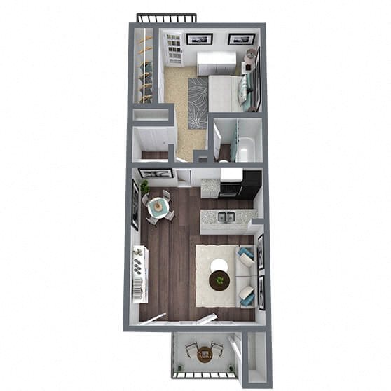 A2: 1 Bed 1 Bath floor plan