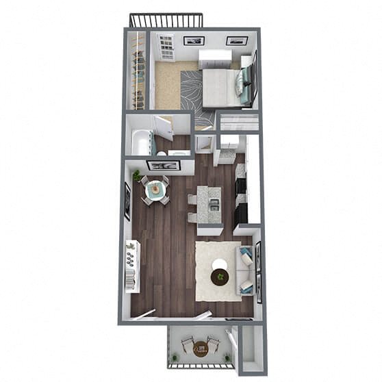A3: 1 Bed 1 Bath floor plan
