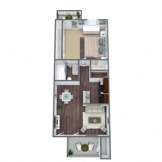 A3: 1 Bed 1 Bath floor plan