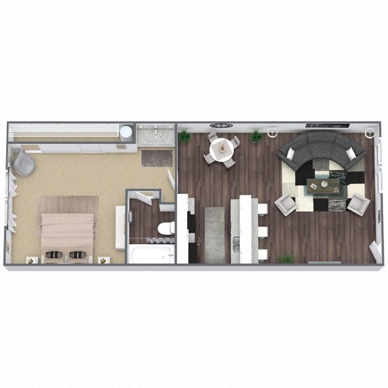 A1: 1 Bed 1 Bath floor plan