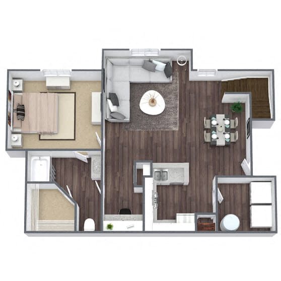 A1: 1 Bed 1 Bath floor plan