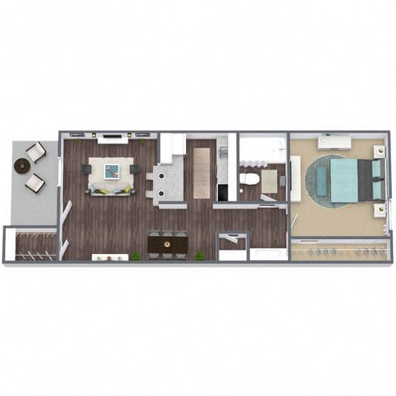 A1: 1 Bed 1 Bath floor plan