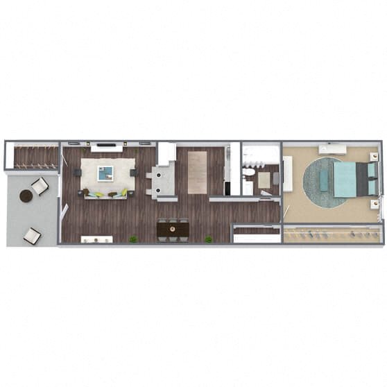 A3: 1 Bed 1 Bath floor plan