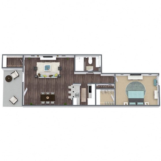 A4: 1 Bed 1 Bath floor plan