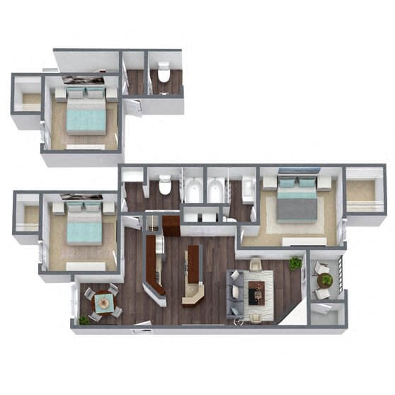 B4: 2 Bed 2 Bath floor plan