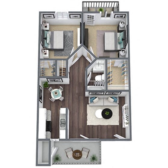 B1: 2 Bed 1 Bath floor plan