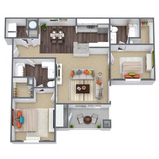 B1: 2 Bed 2 Bath floor plan