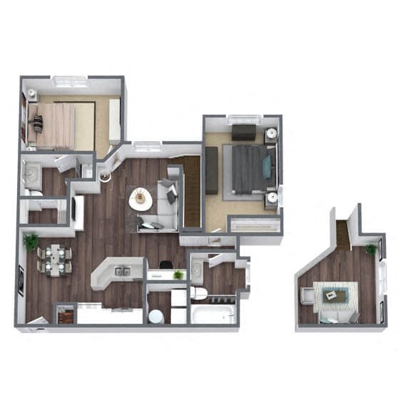 B2: 2 Bed 2 Bath floor plan