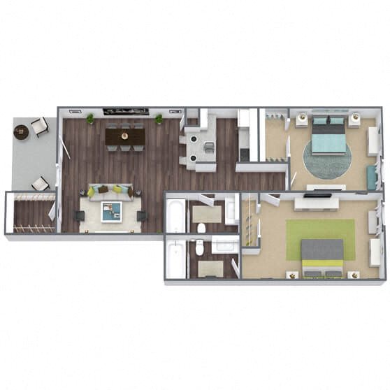 B2: 2 Bed 2 Bath floor plan