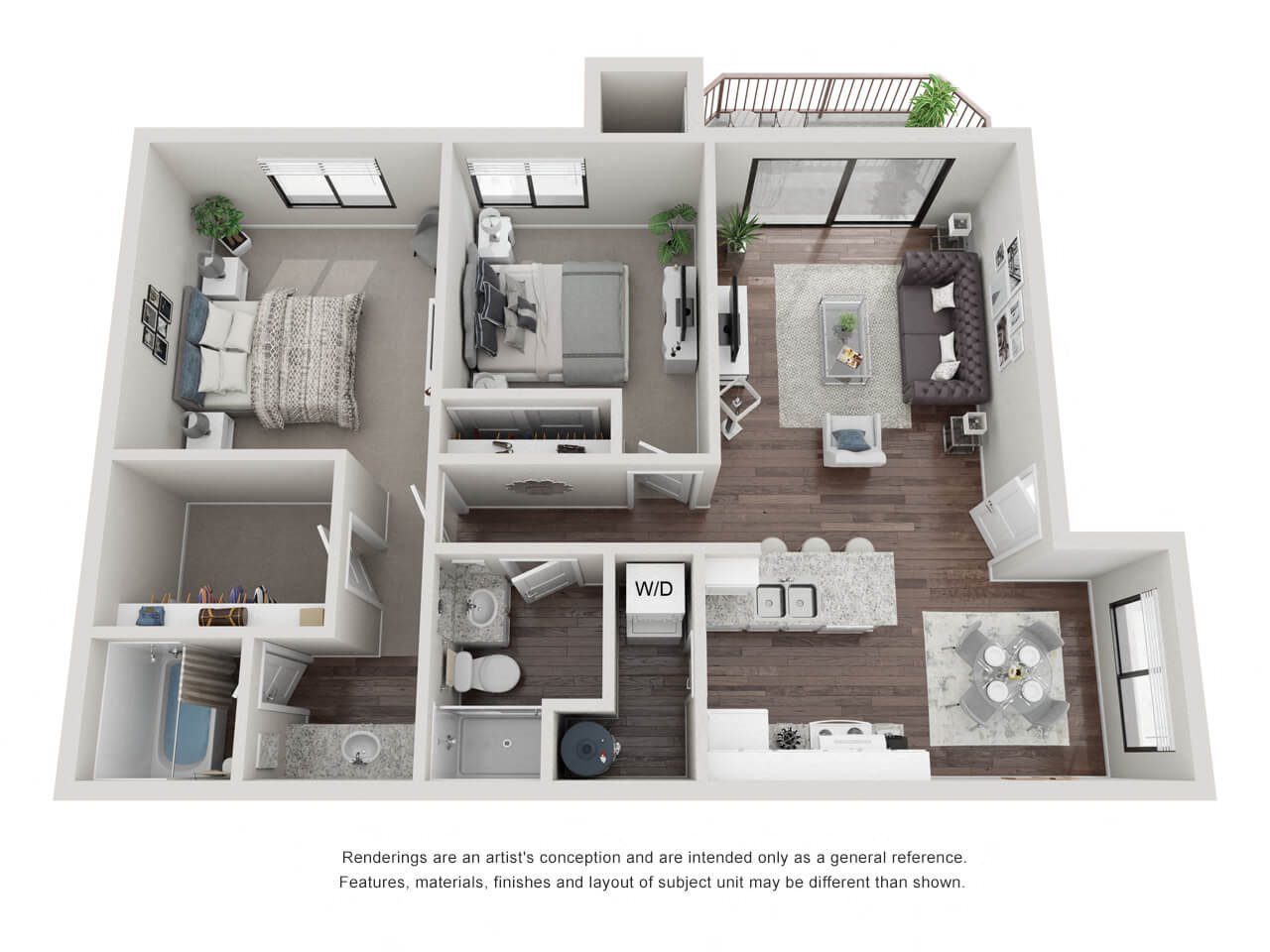 B1: 2 Bed 2 Bath floor plan