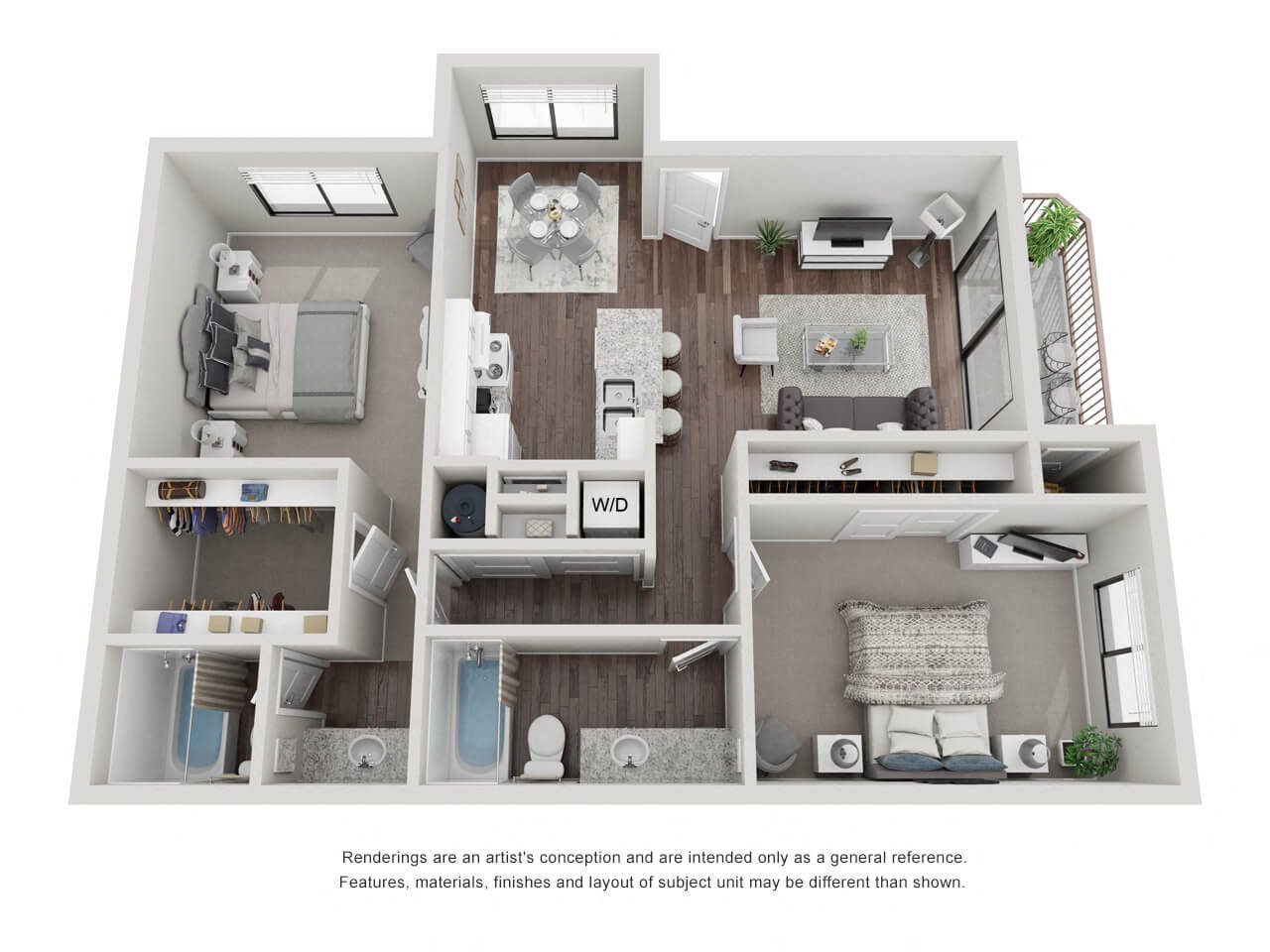 B2: 2 Bed 2 Bath floor plan