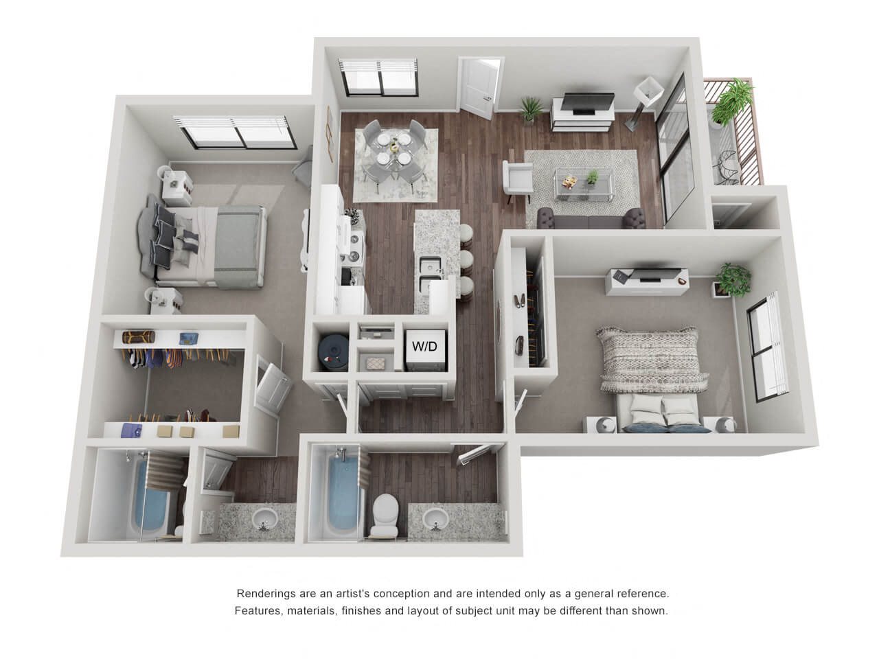 B3: 2 Bed 2 Bath floor plan