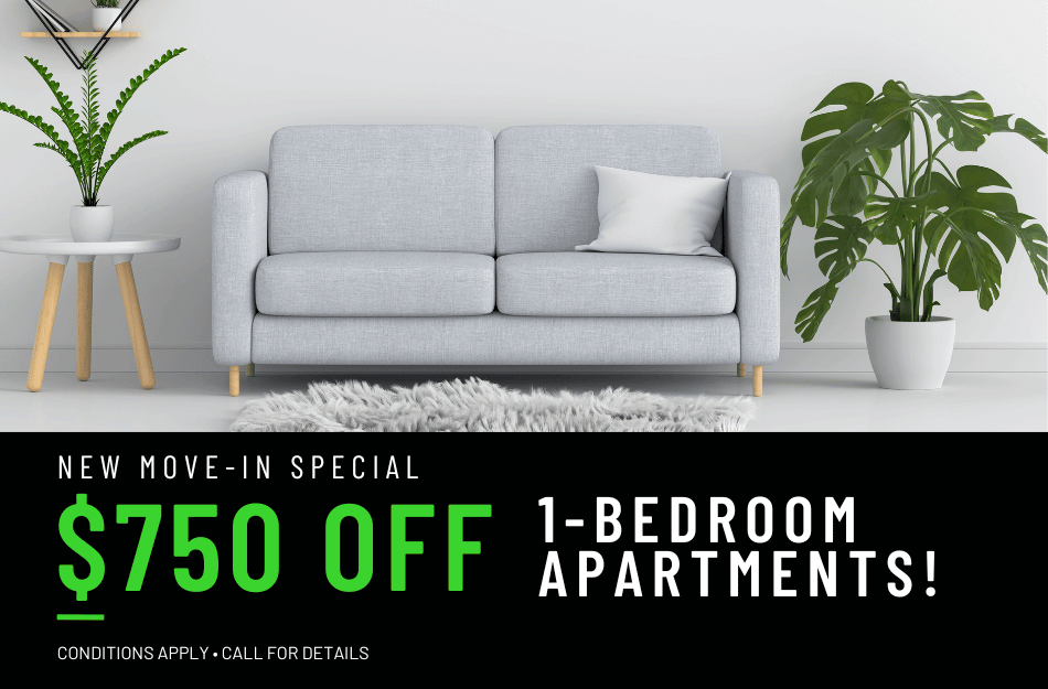 Get $750 OFF on our 1-bedroom apartments for a limited time! Conditions apply, call for details.