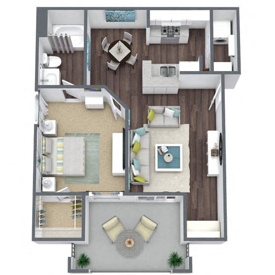 A1: 1 Bed 1 Bath floor plan