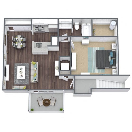 A1: 1 Bed 1 Bath floor plan