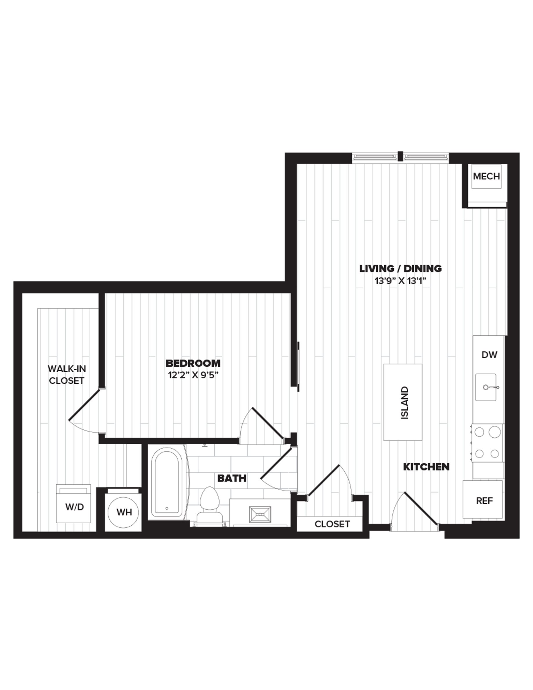 A10: 1 Bed 1 Bath floor plan