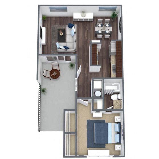 A1: 1 Bed 1 Bath floor plan