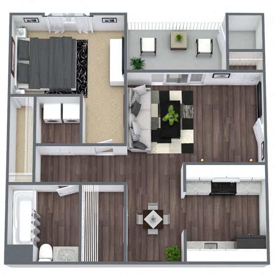 A1: 1 Bed 1 Bath floor plan