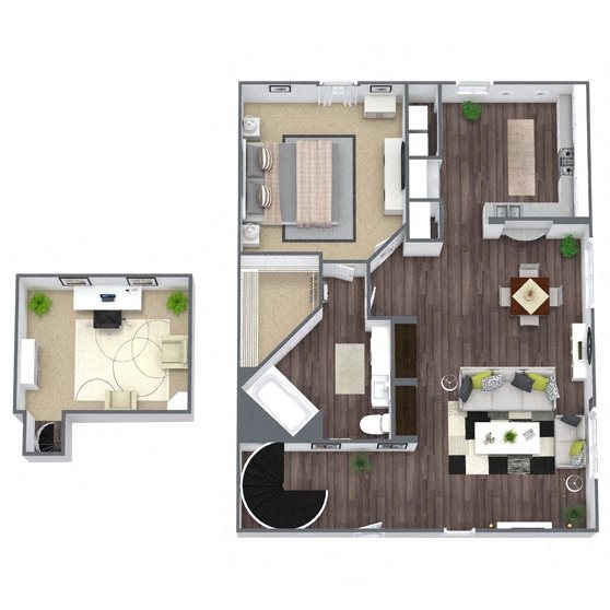 A3: 1 Bed 1 Bath floor plan