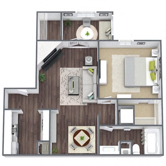 A3: 1 Bed 1 + S floor plan