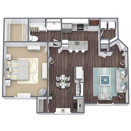 A4: 1 Bed 1 Bath floor plan