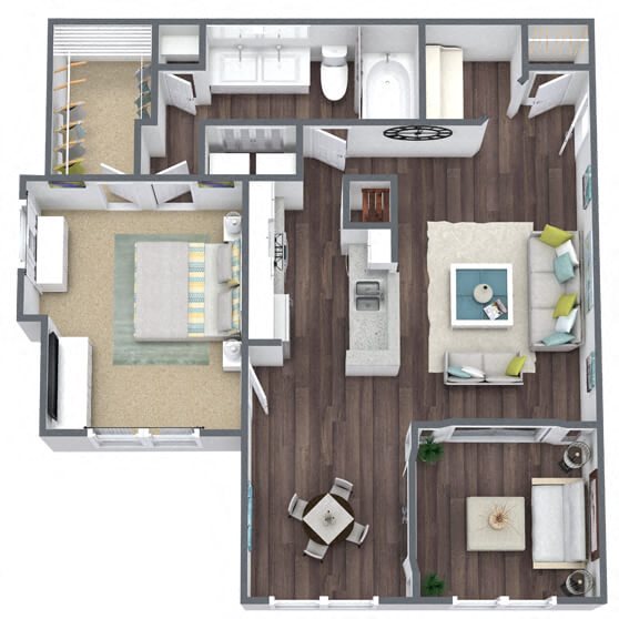 A4: 1 Bed 1 Bath floor plan