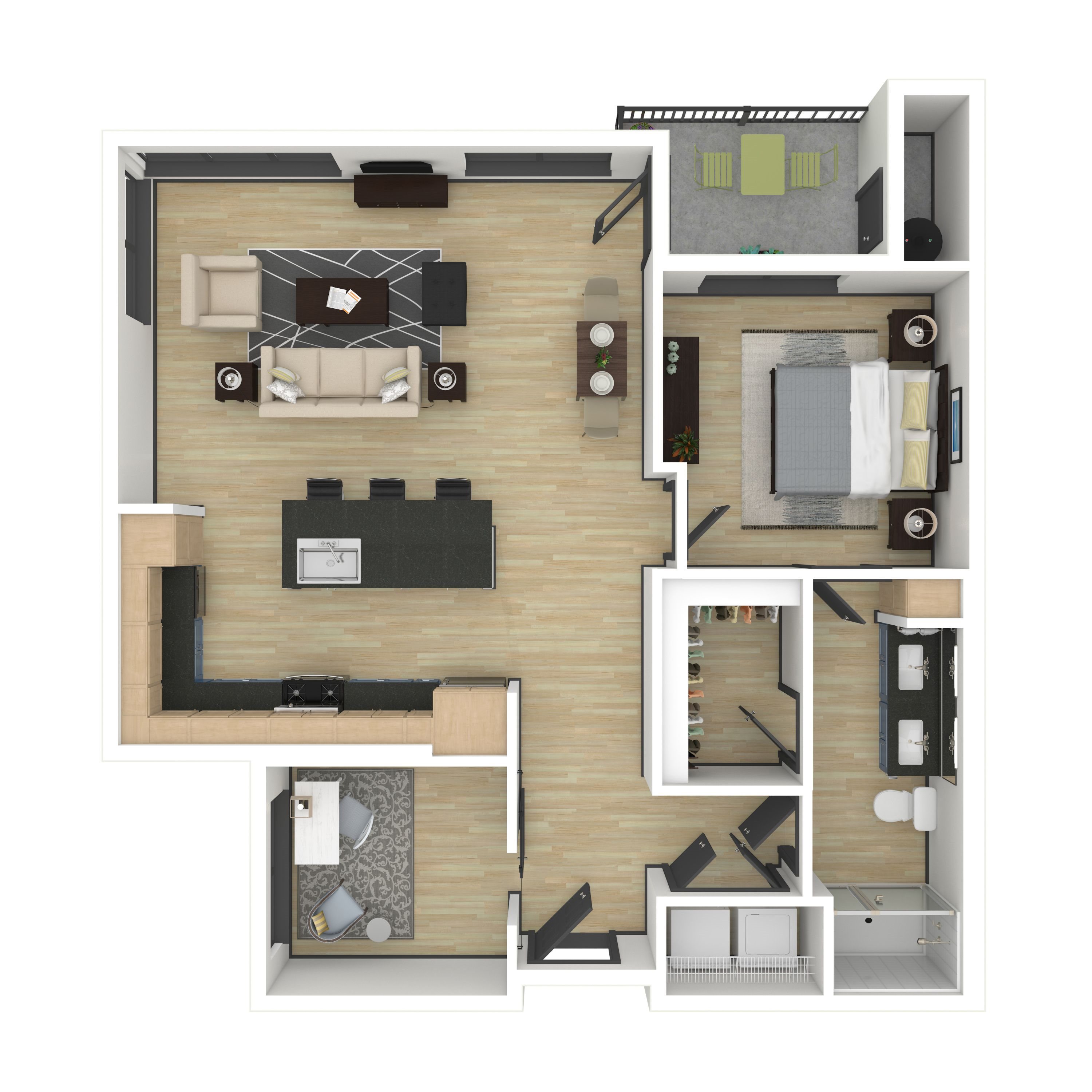 A6: 1 Bed 1 Bath floor plan