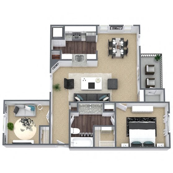B1: 2 Bed 1 Bath floor plan