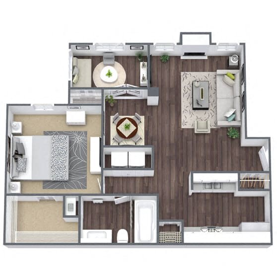 A5: 1 Bed 1 + S floor plan